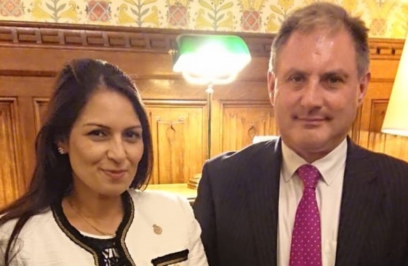 Jack Lopresti MP with the Home Secretary, Priti Patel MP