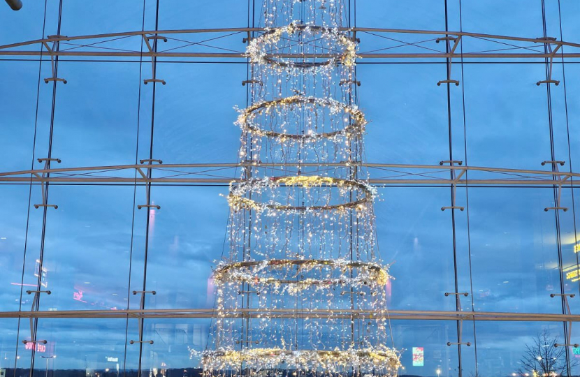 A picture of Christmas Lights inside the Mall at Cribbs Causeway.