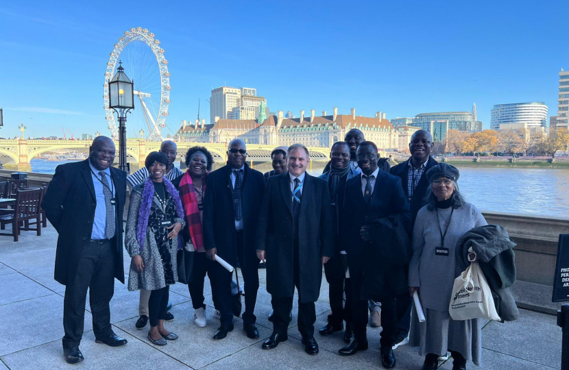 Jack Lopresti MP with the Ghana Community Bristol on the terrace of the Houses of Parliament