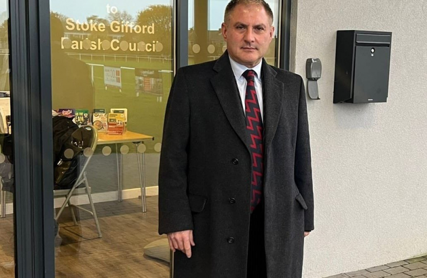 Jack Lopresti MP outside Little Stoke Community Hall