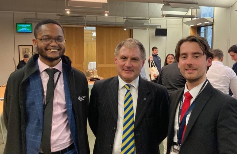 Jack meeting with local apprentices from Vulcain Engineering.