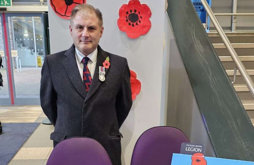 Jack helping with the poppy appeal at Bristol Parkway Railway Station