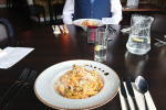 Jack Lopresti enjoys a meal in All'angelo Restaurant 