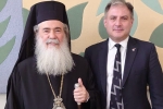 Meeting The Patriarch of Jerusalem for a briefing on 'Christianity in the Holy Land'